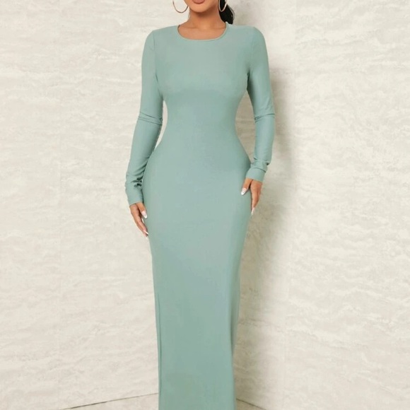 SHEIN Dresses & Skirts - SHEIN Green Bodycon Long Sleeve Dress for Wedding